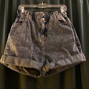 Dark Acid Wash Denim High Waisted Shorts